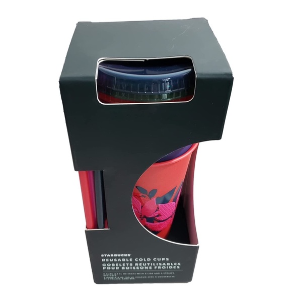 💙Starbucks NWT 5 reusable cups with lids & straws - Picture 3 of 8